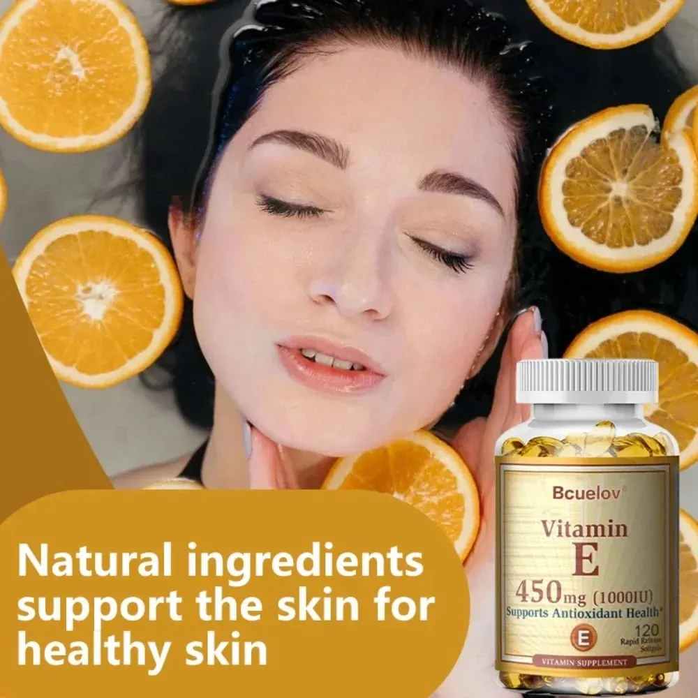 Vitamin E 1000IU Capsules - Supports Skin Cardiovascular Health Boosts Immunity Anti-aging Skin Health — image 3