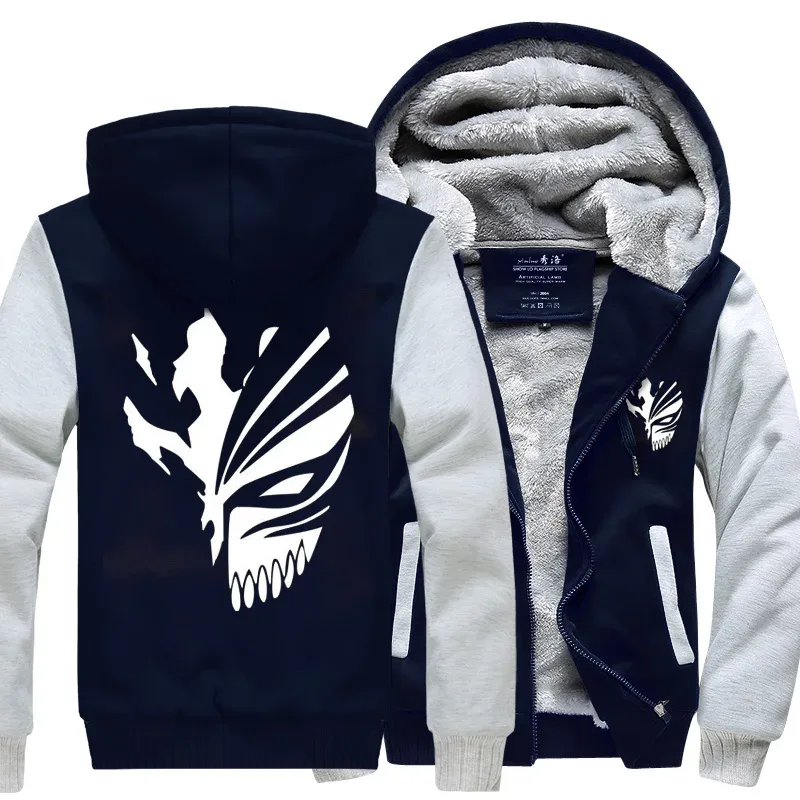 Anime Bleach Men Sweatshirts 2023 hot winter thicken fleece Kurosaki Ichigo hoodies men hip hop fashion Zippered hoodie for fans — image 6