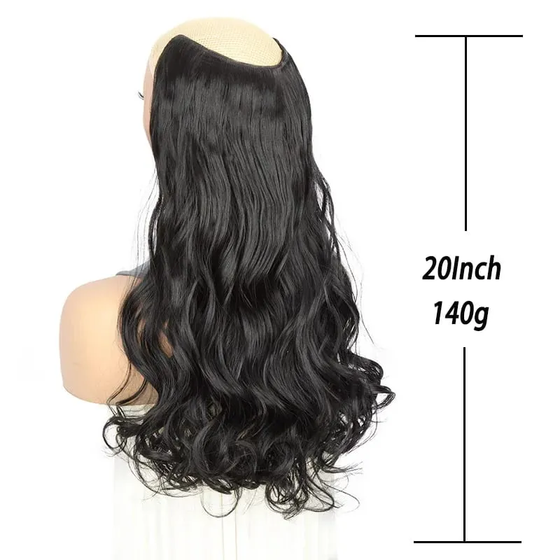 20Inch Synthetic 4 Clip Long Curly V-Shaped Hair Extension Natural Invisible Fashion Lazy Easy Wear Hairpiece for Women Party — image 2