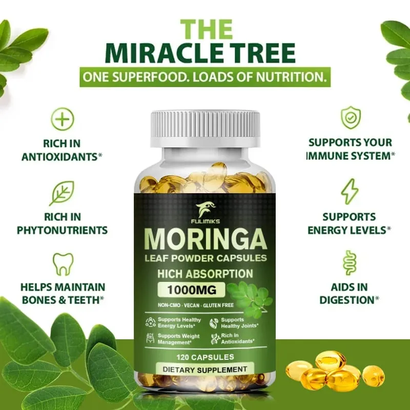 High Absorption Moringa Oleifera 1000mg Capsules Supports Immune Metabolism Skin Care & Healthy Weight Management — image 3