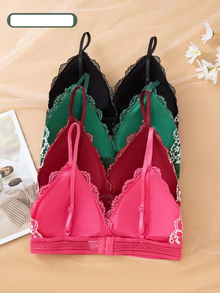 Sexy Lace Lingerie Set Thin Mold Cup No Steel Ring Comfortable Push Up Bra Set For Women — image 5