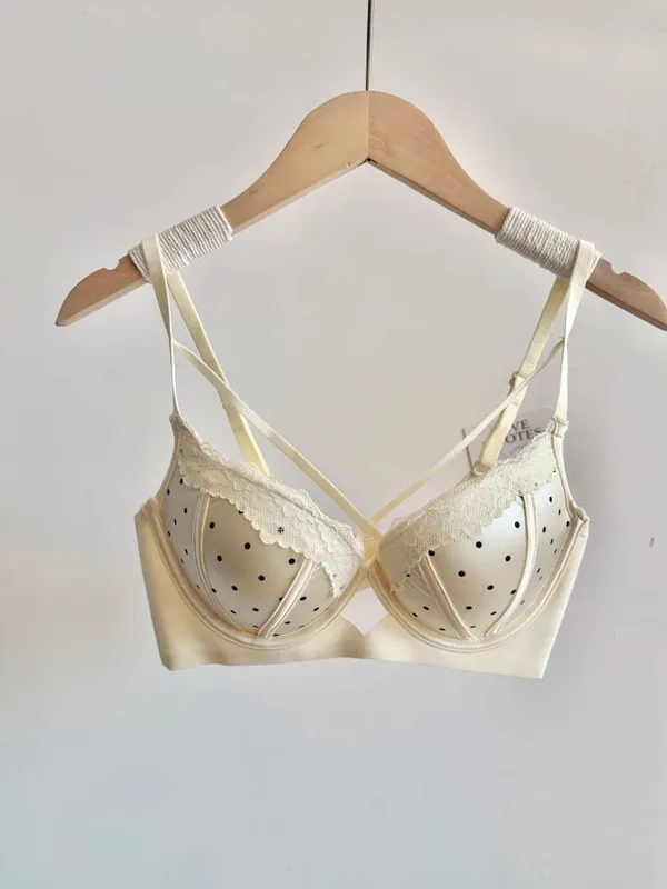 French Lace Push Up Bra Set Polka Dot Small Cup Shaping Sweet Sexy Erotic Lingerie Comfort Underwire Women Intimate Apparel S-xl