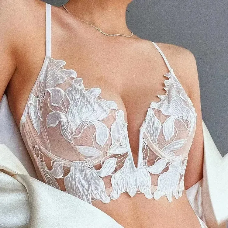 Women Lace Lingerie Set Elegant Sexy Bra Set See Through Underwear Ventilate Ladies Bra and Panty Set — image 5