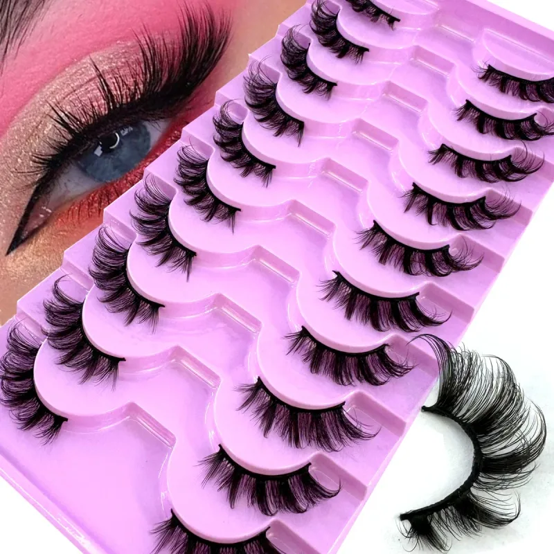 Poloviční řasy 10 párů Poloviční řasy Měkké přírodní řasy pro kočičí oči Makeup Tool Prodlužování umělých řas Fluffy Faux Cils — image 11