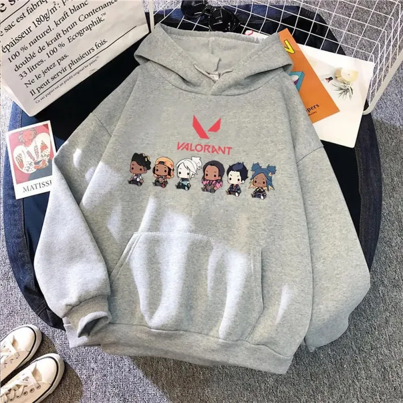 Valorant Anime 2D Print Men's Cotton Hoodie Casual Oversized Pullover Popular Streetwear Fashion Sweatshirt Trend Men Clothing — image 2