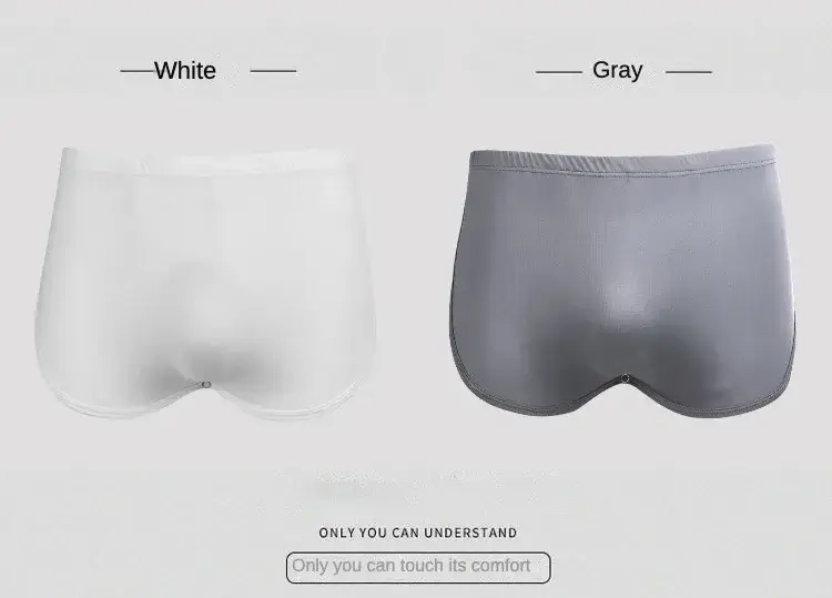 Men's Ice Silk Boxer Shorts Low Waist Breathable Underwear with Detachable Inner Lining Moisture Wicking Summer Panties — image 12