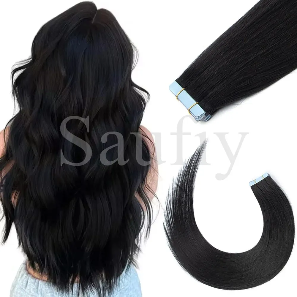 Blonde Straight Tape In Hair Extensions Human Hair 20pcs/Pack Straight Natural Black Blonde Brown Tape Ins Hair Extensions 12-20inches Seamless Double Side Skin Weft Tape In Hair Extensions For Women — image 10