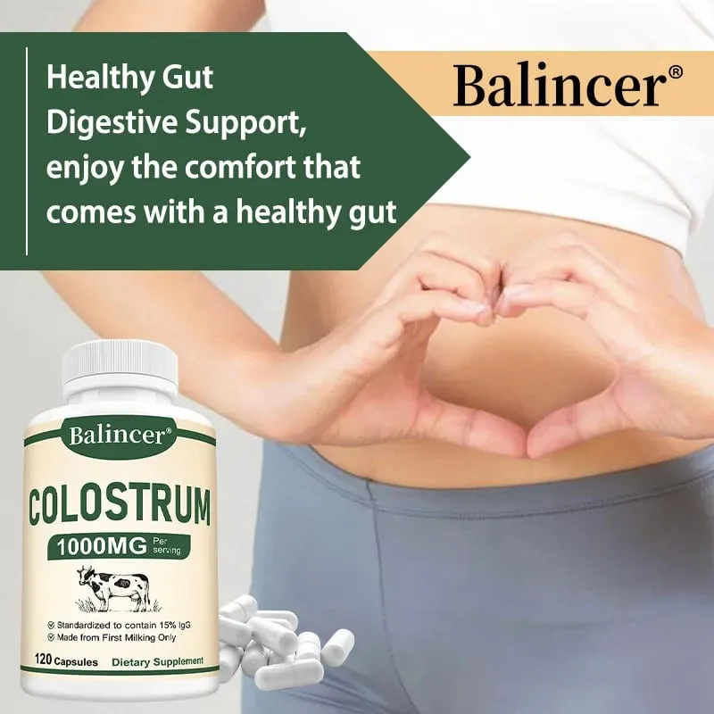 Colostrum 1000mg Capsules Support Gut Digestive Health Immune Defense Muscle Recovery Focus Skin Hair & Nails Wellness — image 2