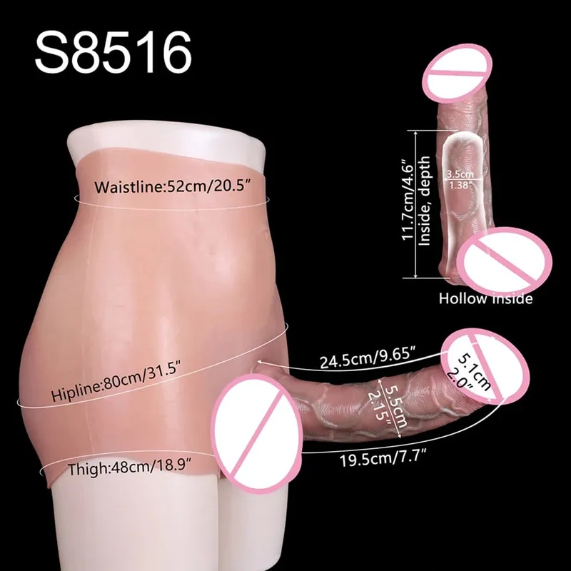 9.65‘’ Large Penis Sleeve насадка на член Pants 18+ Men Sex Toy Wearable Soft Realistic Hollow Dildo Panties Adult Supplies — image 16
