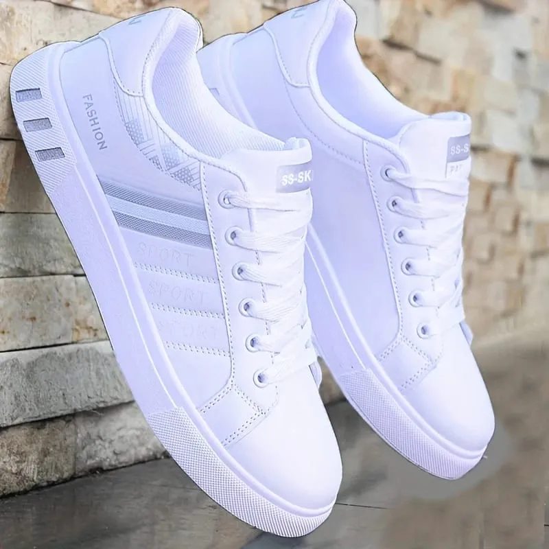 Men's Low-Top Skateboarding Sneakers - Breathable Synthetic Upper Durable Pvc Sole Round Toe Design Suitable for Casual and Formal Wear Skateboard Shoes Casual Shoes Stylish Lace-Up Design Equipped with Comfortable Fabric Insoles. — image 3