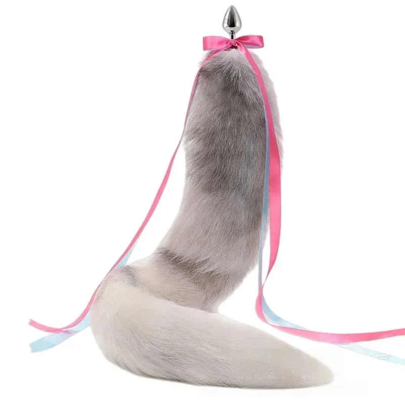 200cm Soft Real Fur Fox Tail Anal Plug with Split Design Metal Butt Plug for Women Cosplay Costume Flirt Sensory Sex Toys — image 2