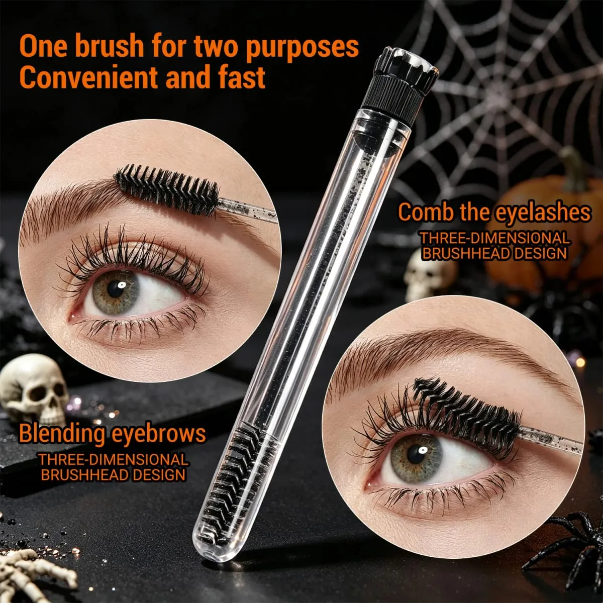 20Pcs Halloween Eyelash Spoolies Mascara Wands for Extensions Spooky Skull Pumpkin Gothic Eyebrow Brushes Lash Tech Supplies Gif — image 4