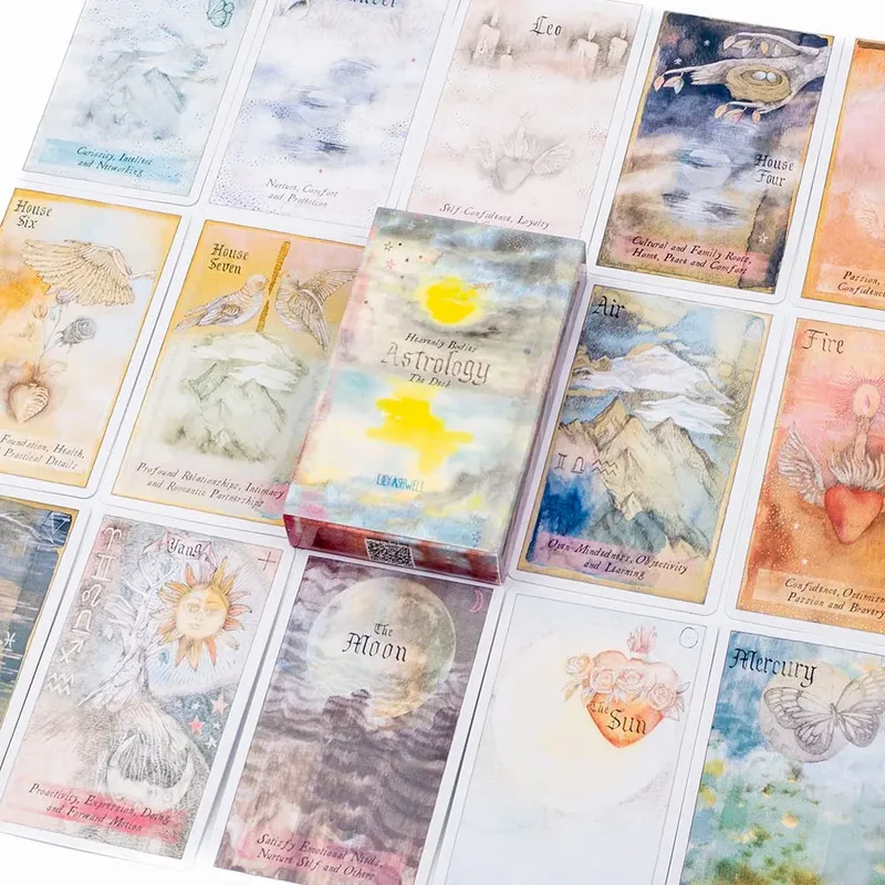 Heavenly Bodies 51-teiliges Astrologie-Orakel-Kartendeck für Schicksals-Wahrsagerei und Wahrsagerei, 10,4 x 6,1 cm großes Brettspiel für Partyspaß — image 6