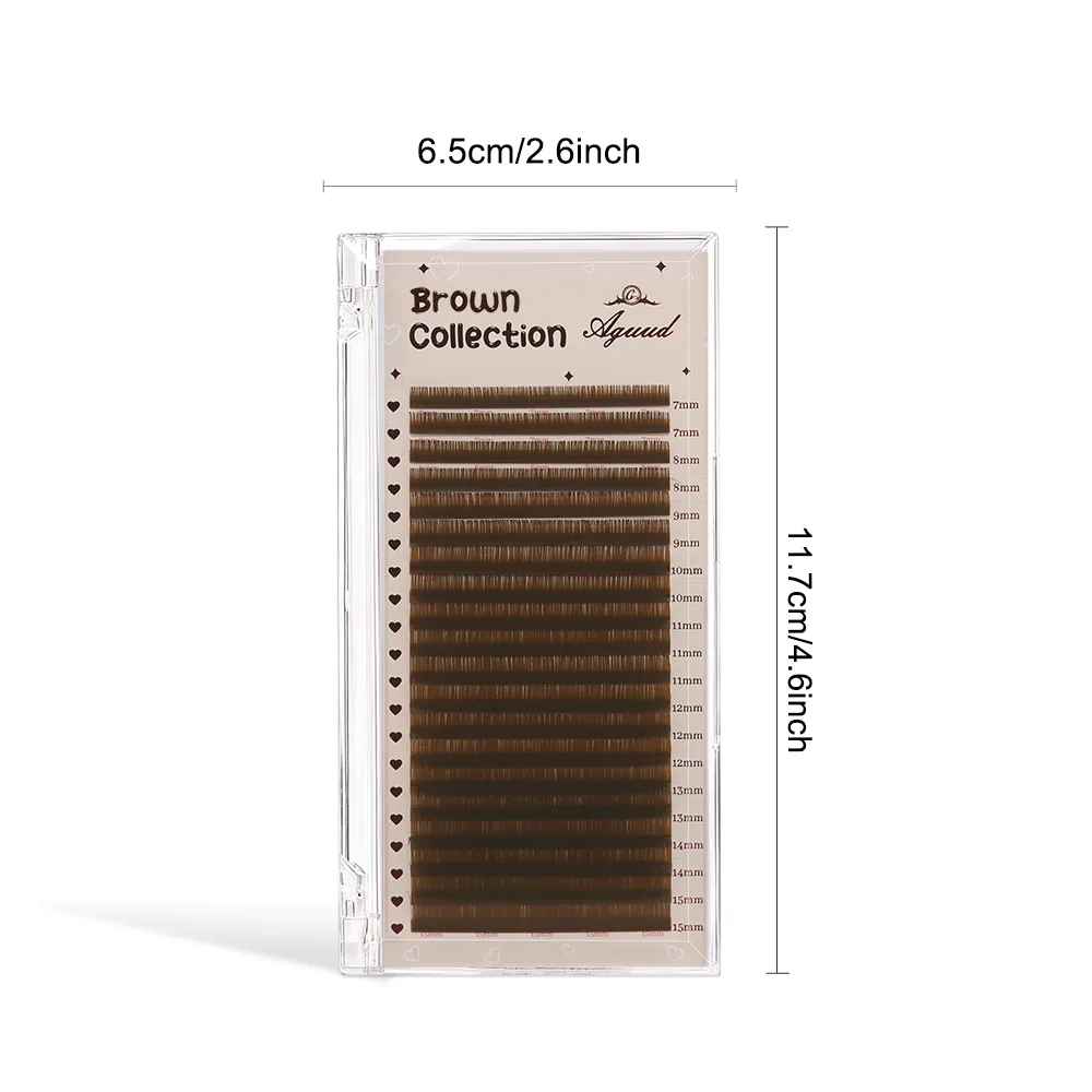 Pro 20 Rows Brown Collection Individual Eyelash Extension Russian Volume Lashes MIX7-15 Soft Mink Brown Eyelashes Makeup — image 6