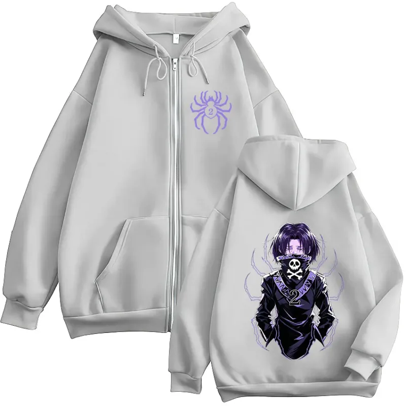 Anime Hunter X Hunter Feitan Portor Zipper Hoodies Men Women Clothing Oversized Fleece Zip Up Hooded Sweatshirts Coat Streetwear — image 7