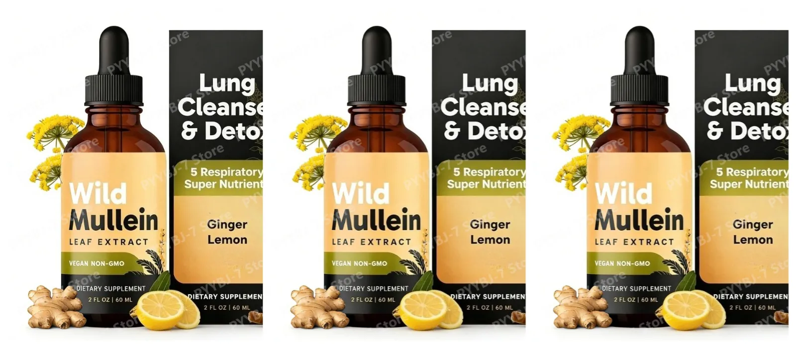 All Natural Mullein Drops with Ginger Lemon for Lung Cleanse and Detox Mullein Leaf Extract for Respiratory Lung Health — image 9