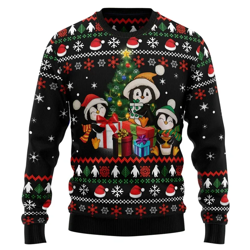 Funny Penguin Graphic Ugly Christmas Sweater For Men Fashion Autumn Holiday Wear 3D Printed Sweatshirts Loose Breathable Tops — image 5