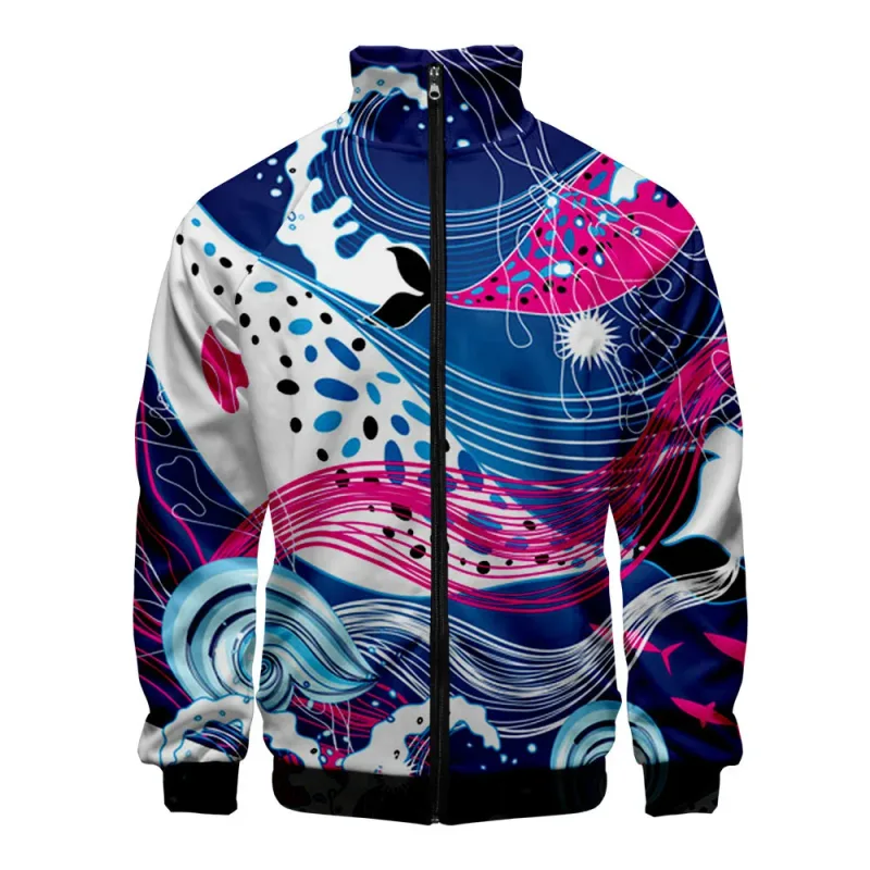 Popular Marine animals dolphin 3D Print Zipper Raglan Jacket Windbreaker Boys/Girls Comfortable Stand Collar Jackets Coats — image 5