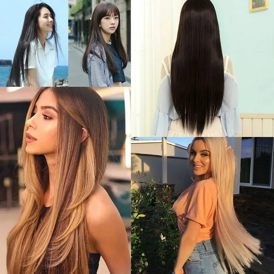 16/22inch Invisible Wire Hair Extensions Headband Adjustable Size Natural Long Straight Hairpiece Synthetic Hair Piece for Women — image 3