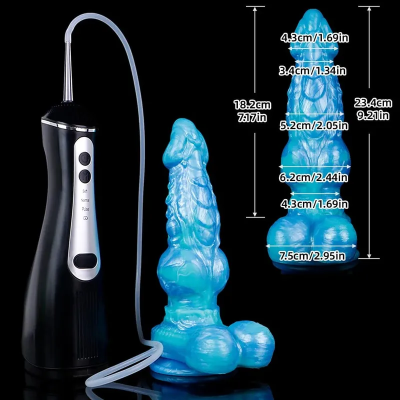 矽膠電動噴射幻想假陽具帶吸盤前列腺按摩器射精陰莖性玩具女式男式