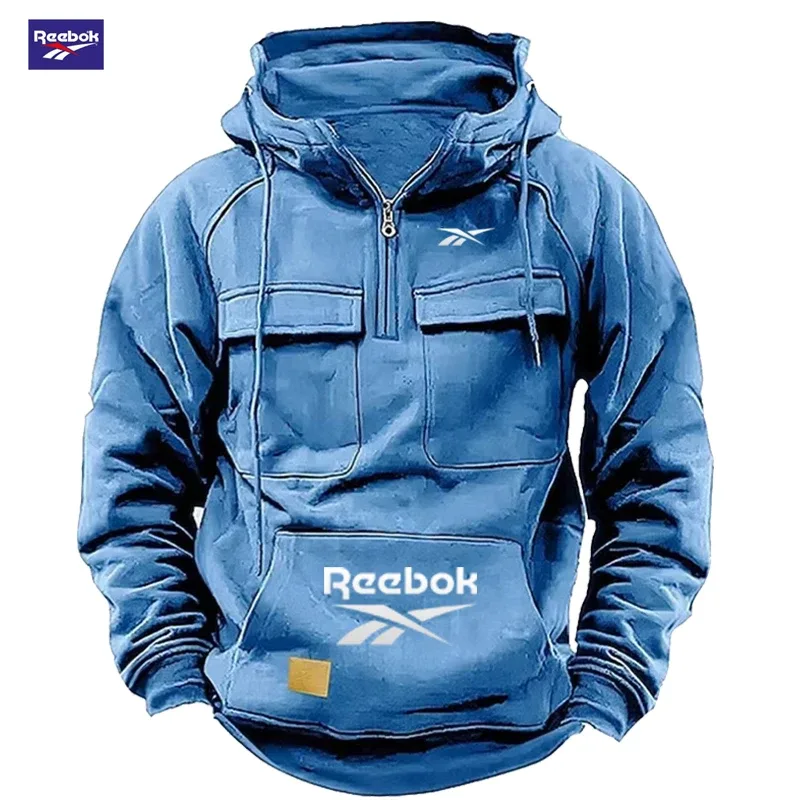 2026 Reebok Logo Multi-Pocket Design Hoodie - The Top Choice for Fashionable Autumn and Winter, a Semi-Zippered Hooded Comforta — image 7