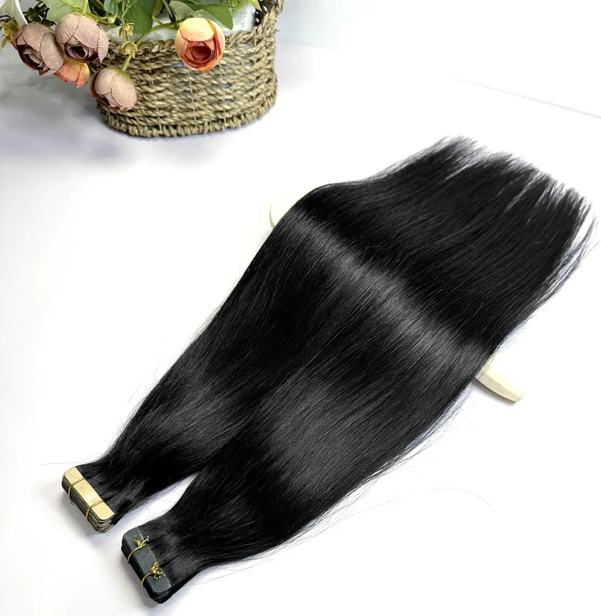 Seamless Brown Tape in Hair Extensions 100% Human Hair Straight 14A Grade Virgin Remy 21pcs 50g Pack Thick End Women #4 Beauty 18 20 22 Inch — image 10