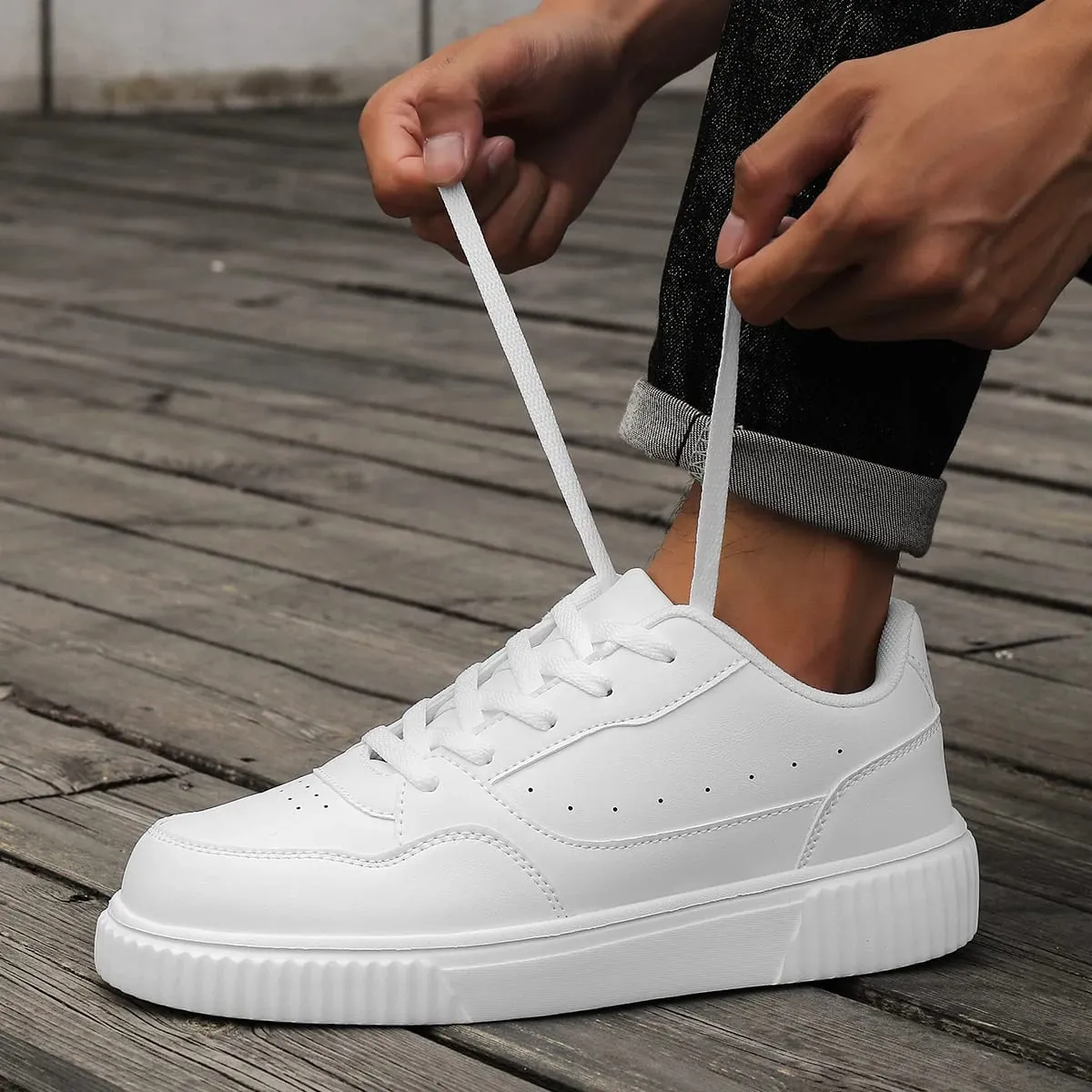 Unisex Black Skateboard Shoes Platform Lightweight Minimalist Sneakers Men Women Sports Shoes Non-slip Casual Men's Skate Shoes — image 6