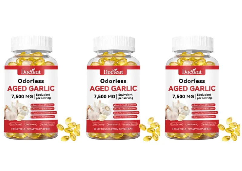 Odorless Aged Garlic Extract 7500mg Equivalent 60 Softgels - Immune Support Heart Health Antioxidant Supplement for Adults — image 8