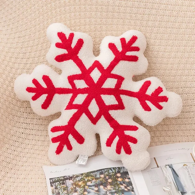 Christmas Day Plush Decor Pillow Stuffed Wreath Snowflake White Red Round Candy Soft Seat Cushion Party Prop Decor Gift — image 10