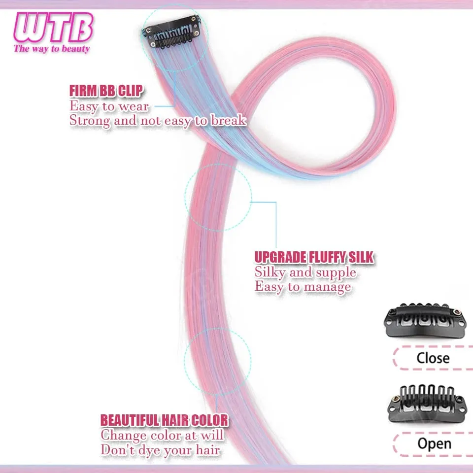 WTB Ice Cream Color Synthetic Hair Extension Wig with BB Clip Style Suitable for Women to Wear During Holidays and Events — image 6