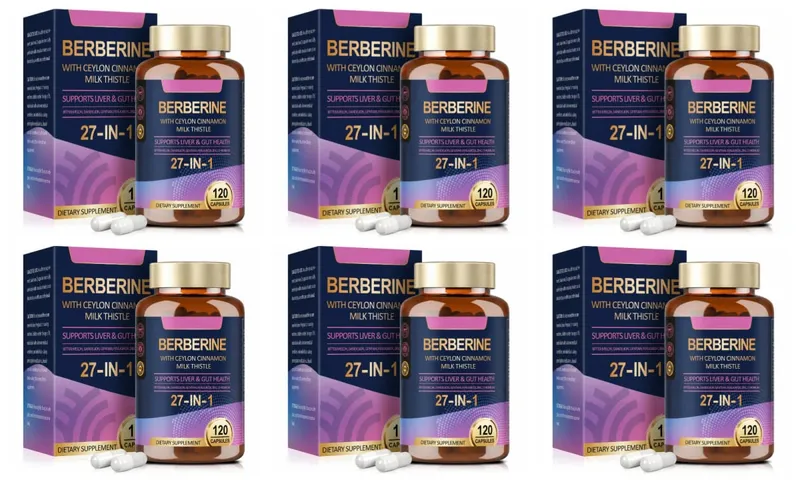 27 in 1 Berberine Supplement with Ceylon Cinnamon Milk Thistle for Liver Gut Health Immunity Men & Women 120 Vegan Capsules — image 10
