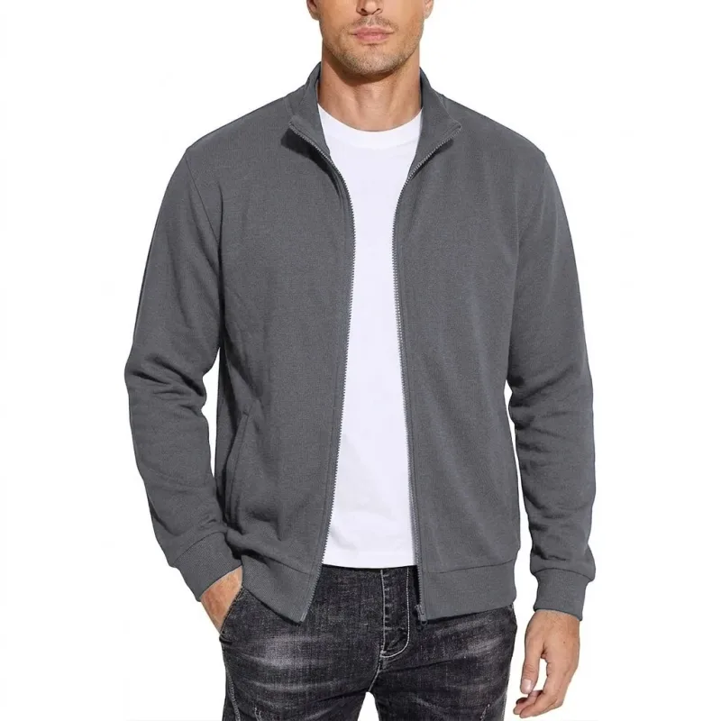New Mens Zipper Sweatshirts Autumn Gym Hoodie Coats Man Long Sleeve Cardigan Jackets Spring Solid Work Coats Luxury Clothes Man — image 7