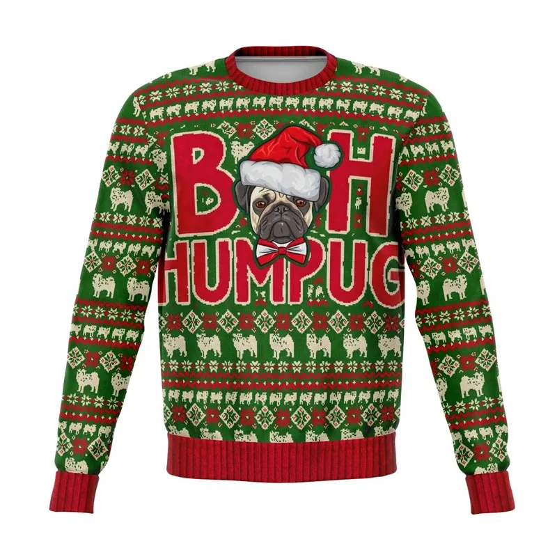 Colorful Dog Cat Pattern Ugly Christmas Sweater For Men 2026 New Year Festival Hoodie Women Merry Christmas Crew Neck Sweatshirt — image 24