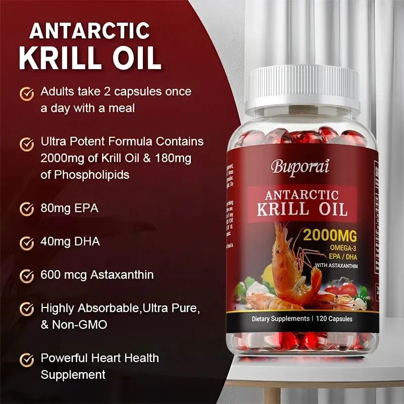 Antarctic Krill Oil 2000MG - Contains Astaxanthin Promotes Brain and Heart Health Antioxidant Metabolism and Boosts Immunity — image 5