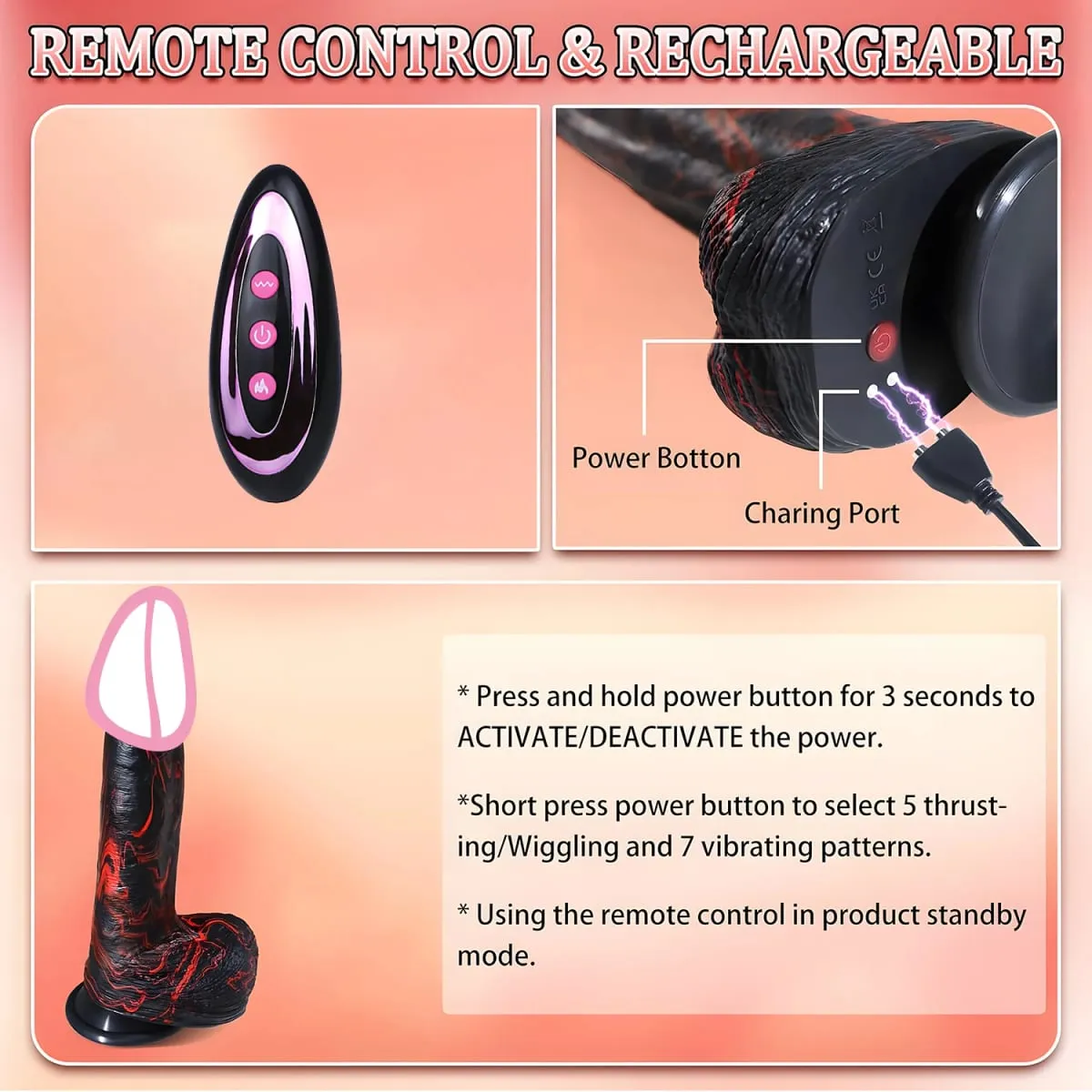 Remote Control Telescopic Rotate Dildo for Women Silicone Beginner G-spot Stimulation with Strong Suction Cup for Adult Sex Toys