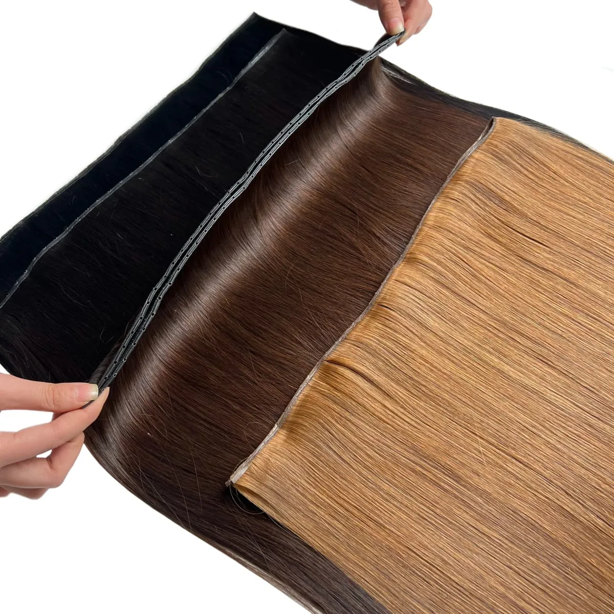 Butterfly Weft Hair Extensions Human Hair Invisible Flat PU with Hole Twin Tabs Hair Weft 12-24inch Micro link 100g — image 2