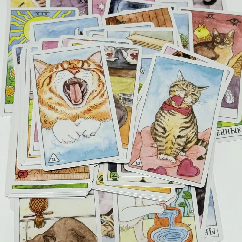 78Pcs Cat Tarot Deck Cute Kitten Series Russian Version Board Games Divination Tarot Cards — image 4