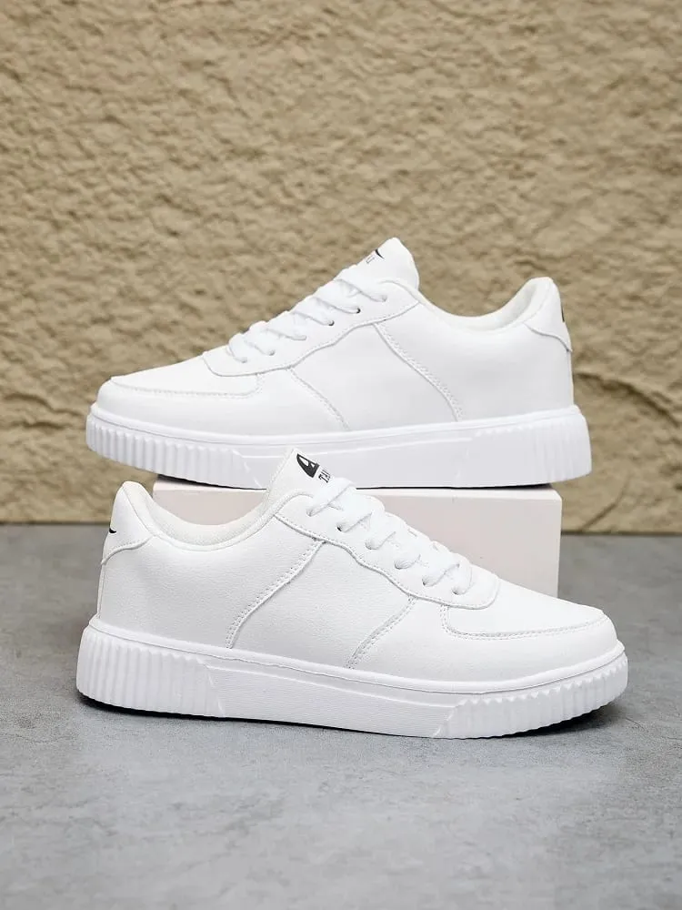 Fashion Leather Men White Sneakers Breathable Comfort Classic Casual Shoes Mens Women Outdoor Walking Shoes Couple Footwear Size — image 2