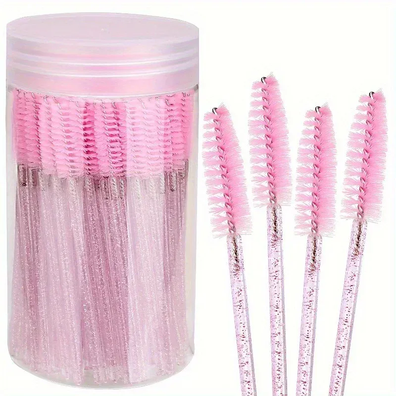50pcs Disposable Mascara Wand Eyelash Brush Crystal Eyebrow Shaper Brush For Eyelash Extension Makeup Brushes Applicators — image 1