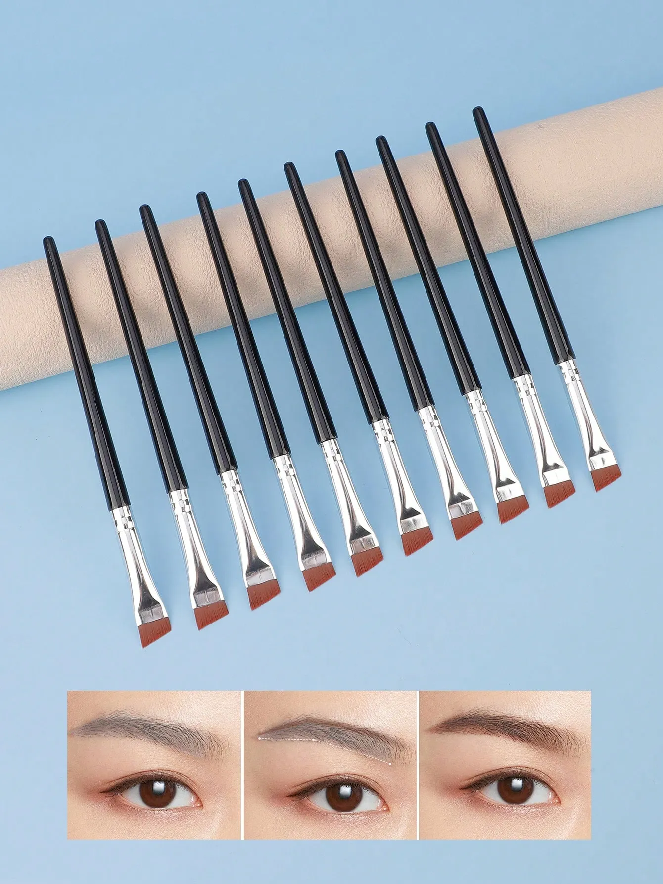 10 Pieces Angled Eyebrow Brushes Eyebrow Tint Brush Flat Tapered Eyebrow Concealer Brush Eye Makeup Brushes — image 1
