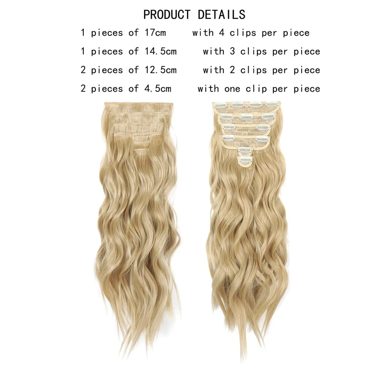 Clip in Hair Extensions 6PCS Thick Synthetic Hair Long Beach Waves hair Invisible Lace Weft Natural Soft Hairpieces for Women — image 5