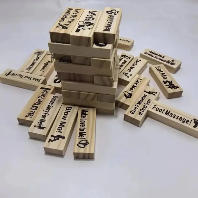 48Pcs Wooden Sex Block Tumbling Tower Stacking GamesGame For Adults Sex Toys Valentine For Couples Erotica Party SM Block — image 4