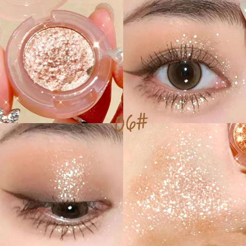 1 Pcs Monochrome High Gloss Waterproof Eye Shadow Peachy Pink Long Lasting Silky Easy To Color Diamond Shiny Eye Shadow Cosmetic — image 12