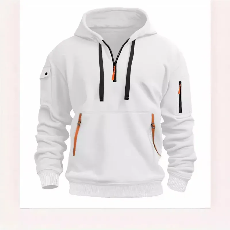 Men's Spring Autumn Hooded Sweatshirt Zip Multi Pocket Pullover Casual Sports Jacket Fashion Trendy Hoodie Top for Men Street — image 9