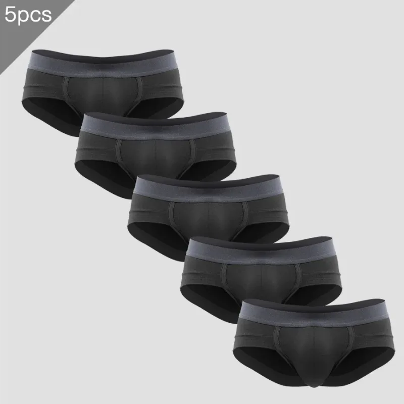 5PCSMen's three-piece briefs with U-shaped pouch, modal fabric, breathable, summer youth low-rise bottom pants — image 3