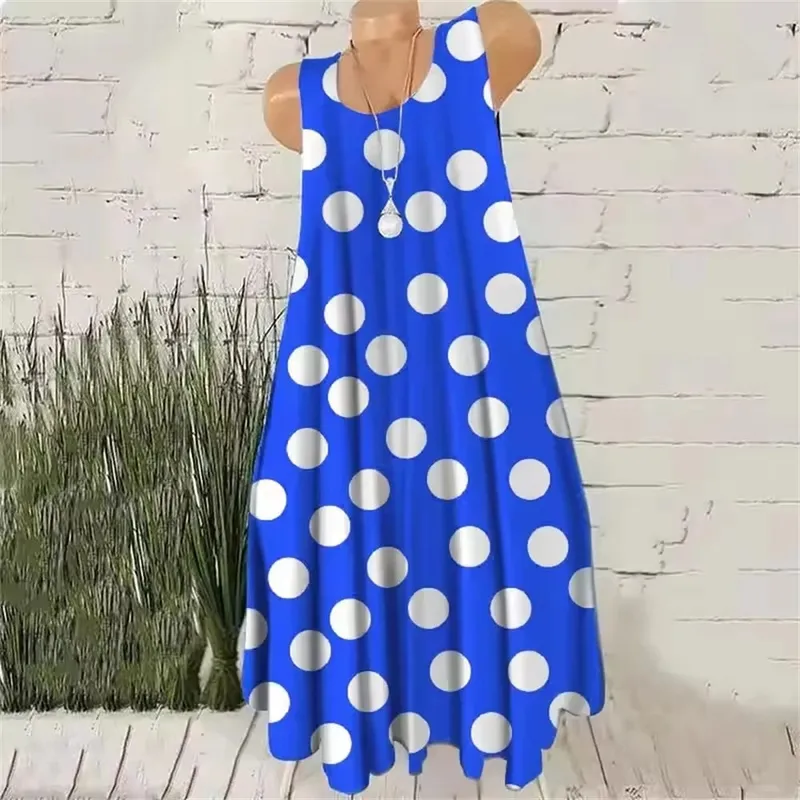 Women's Sleeveless O-Neck Versatile Fashion Dresses 3D Dot Print Streetwear Summer Mini Dress Loose Casual Ladies A-Line Dress — image 3