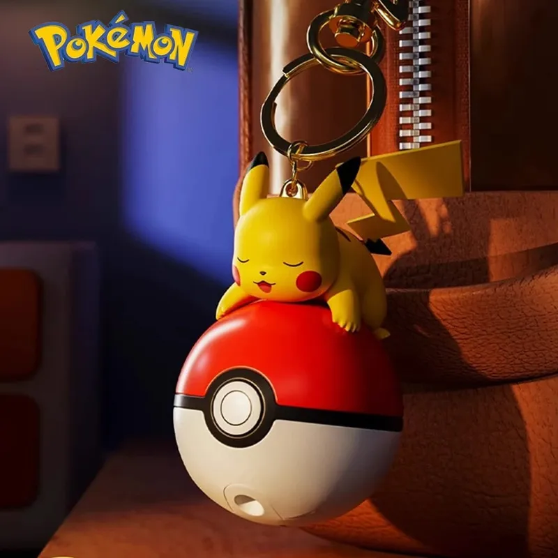 Pokemon Söt Glödande Serie Charm PokeBall Nyckelring Modell Docka Pikachu Piplup Bulbasaur Actionfigur Tecknad väska Tillbehör Present — image 4