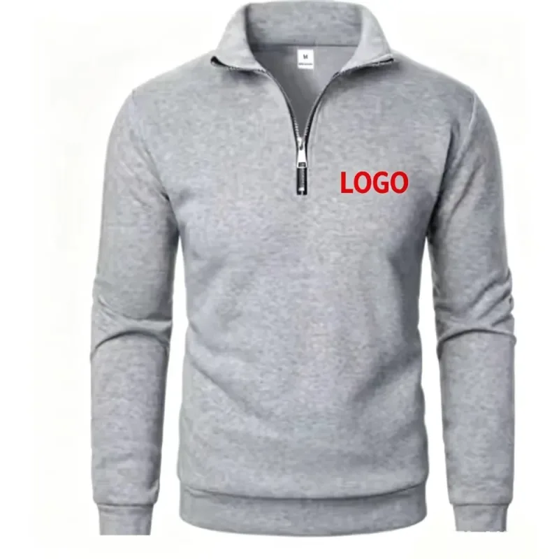 Free customization of men's spring and autumn new casual half-chain stand-up collar cardigan the trend of simple and loose over — image 6