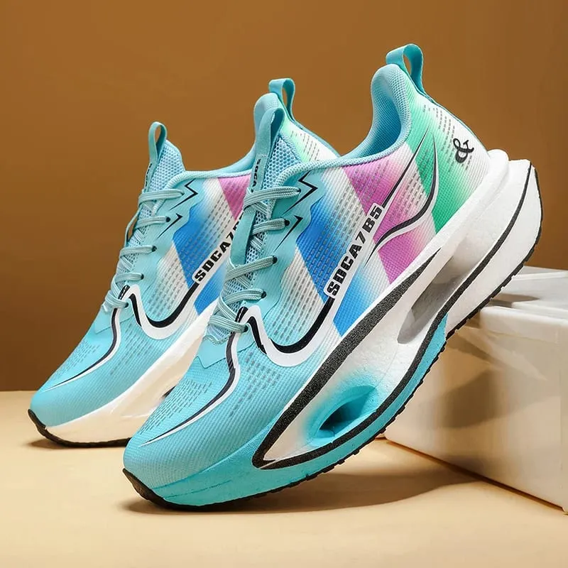 Unisex Lightweight Breathable Running Shoes - Cushioning and Wear-Resistant Technology White/Blue/Orange Color Combination Low-Top Mesh Design Suitable for Marathon Sprint and Casual Wear - All-Season Sneakers with Flexible Rubber Sole — image 6