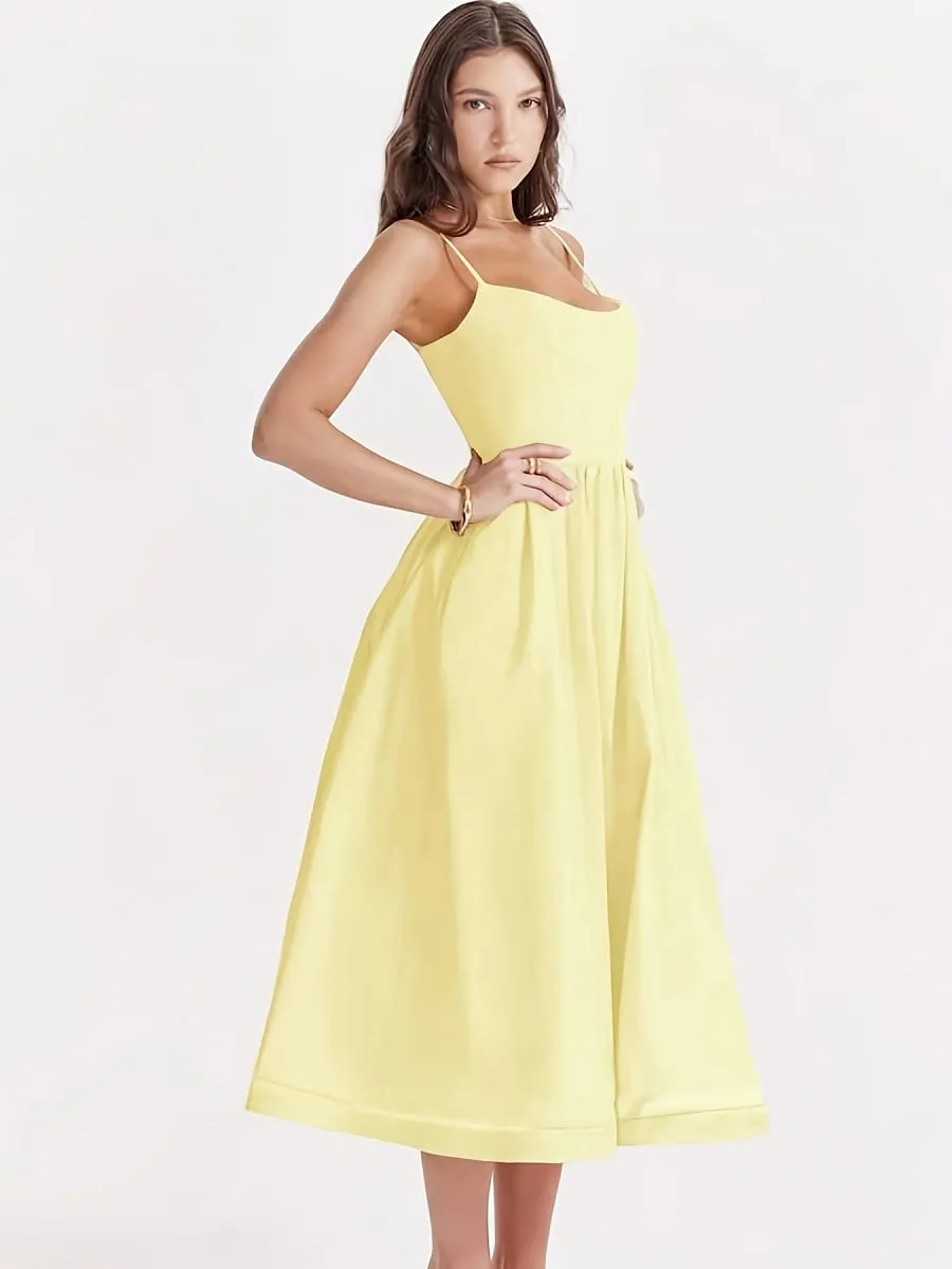 Elegant Directed Women's New Pure Color Sleeveless Chic Strap Dress Fashionable Minimalist Design Casual Comfortable Fit — image 5